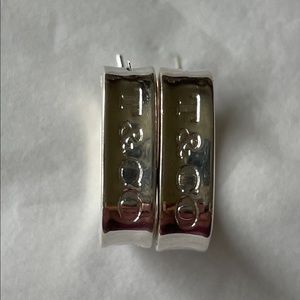 Authentic Tiffany & Co. 1837 silver square hoops.